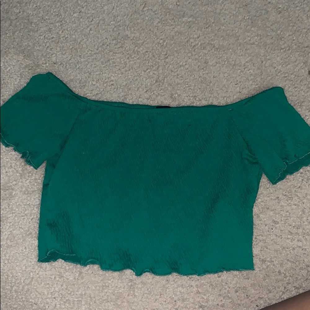 forever 21 green off the shoulder top